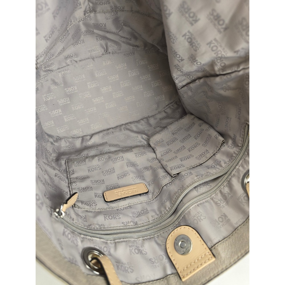Michael Kors Bedford Gray Pebbled Leather Tote Shoulder Bag Silver Hardware - Picture 12 of 14
